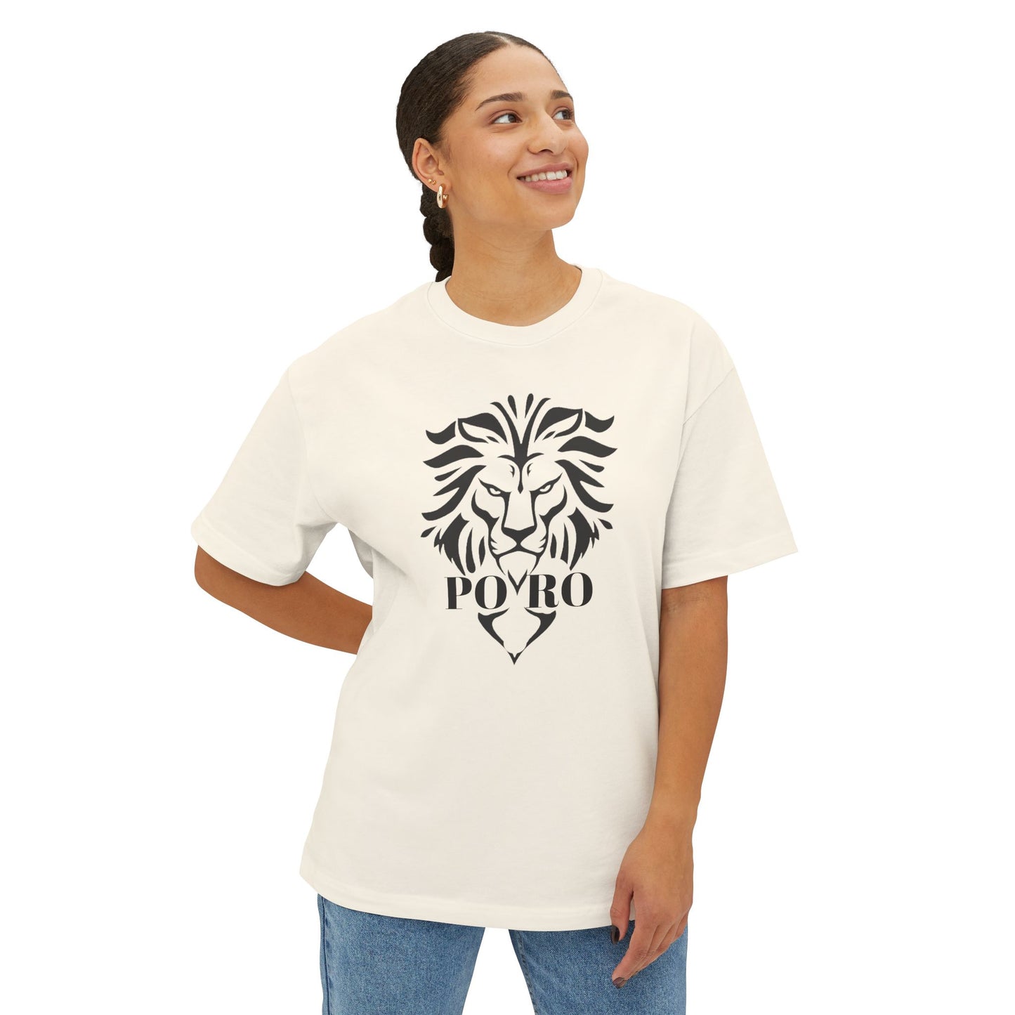 Bold Lion Graphic Oversized Tee - Unisex Boxy Cut - Perfect for Casual Style