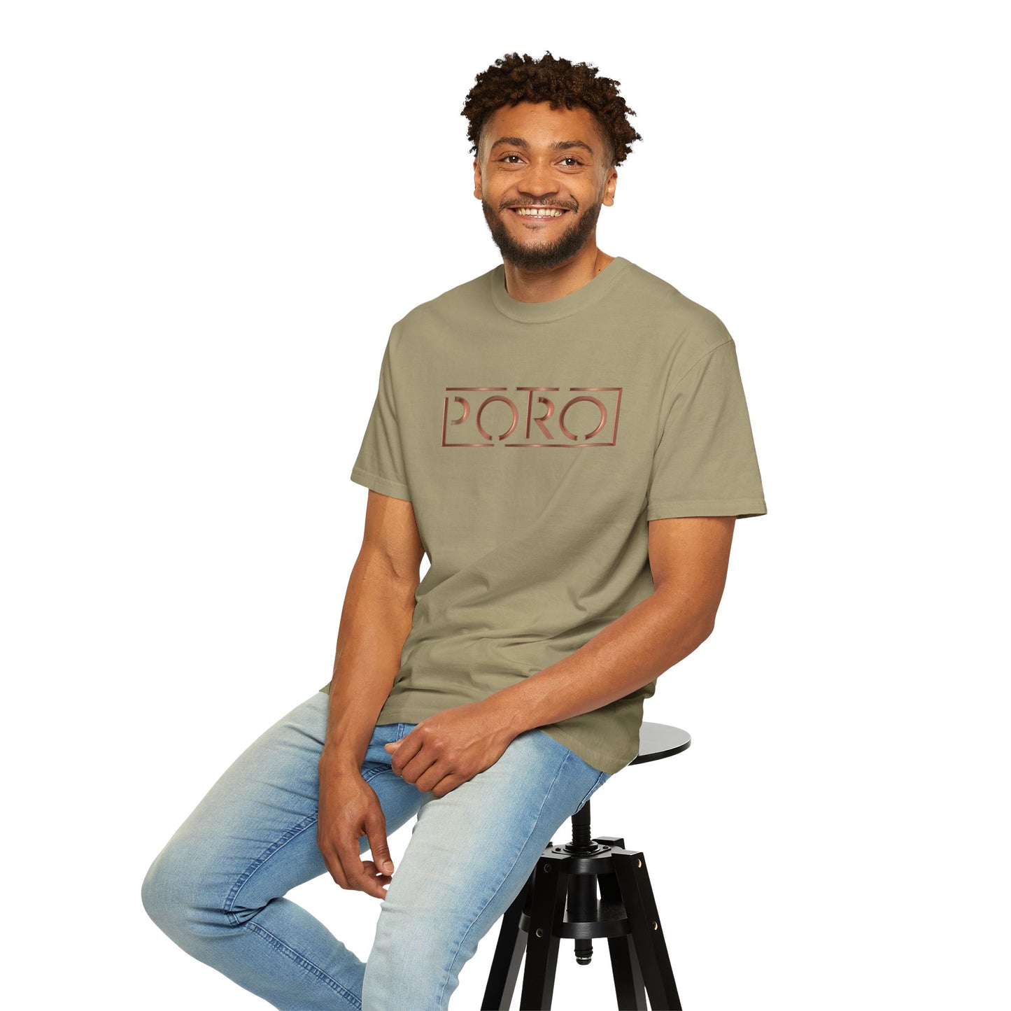 Unisex Garment-Dyed T-shirt with 'PORO' Design - Casual Fashion for Everyday Wear