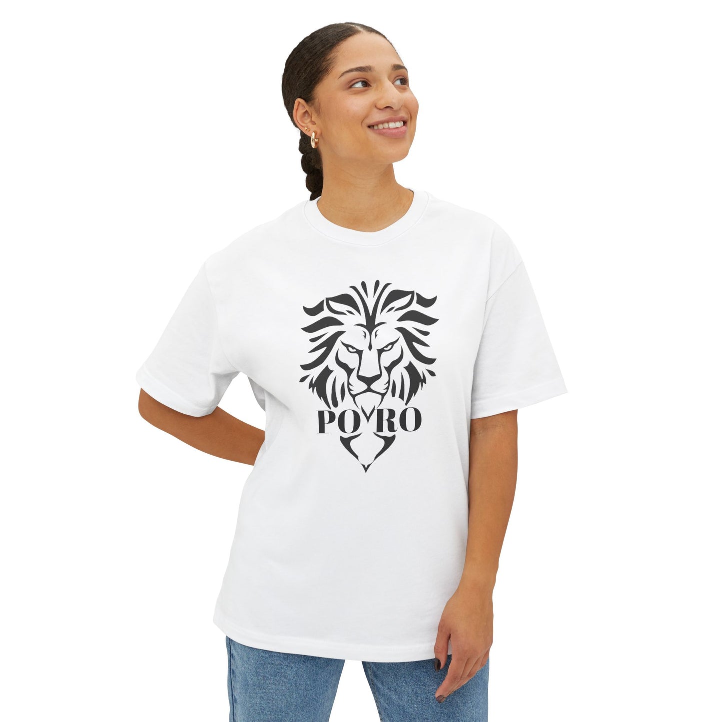 Bold Lion Graphic Oversized Tee - Unisex Boxy Cut - Perfect for Casual Style