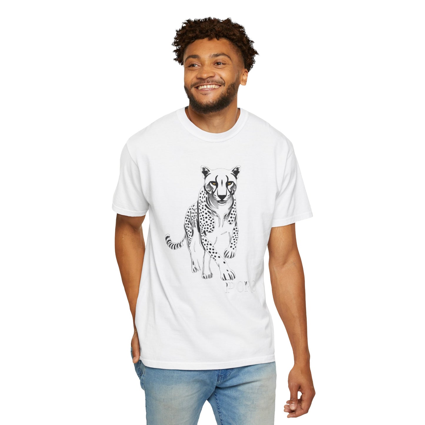Cheetah Graphic Unisex T-Shirt - Wild Animal Art Tee for Nature Lovers poro brand