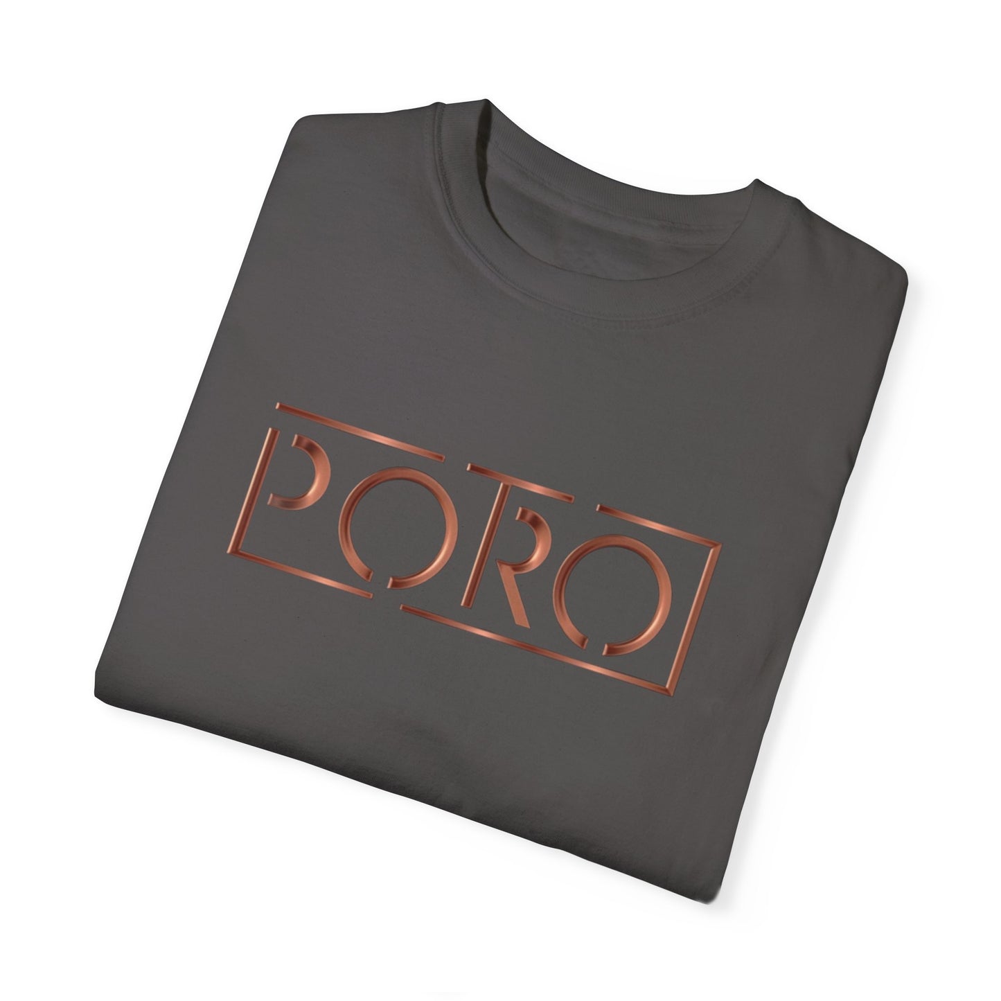 Unisex Garment-Dyed T-shirt with 'PORO' Design - Casual Fashion for Everyday Wear