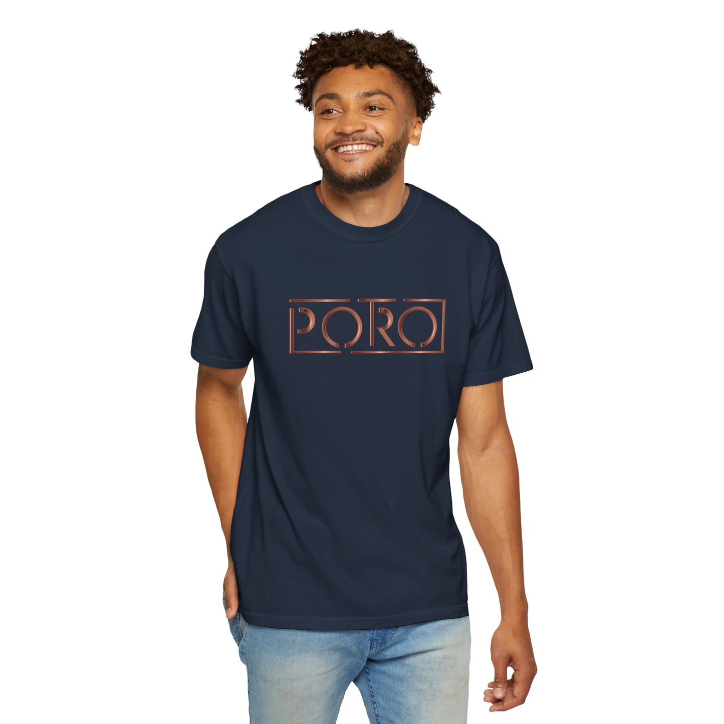 Unisex Garment-Dyed T-shirt with 'PORO' Design - Casual Fashion for Everyday Wear