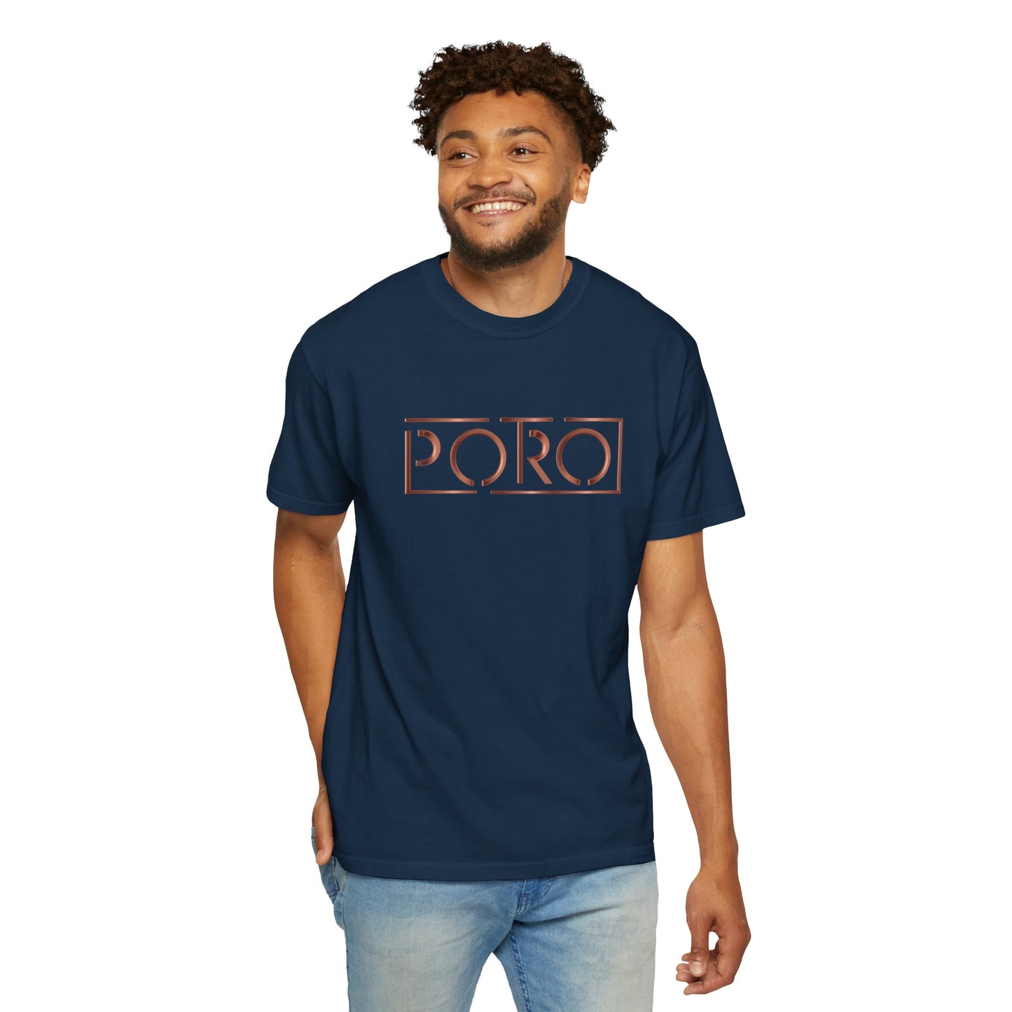 Unisex Garment-Dyed T-shirt with 'PORO' Design - Casual Fashion for Everyday Wear