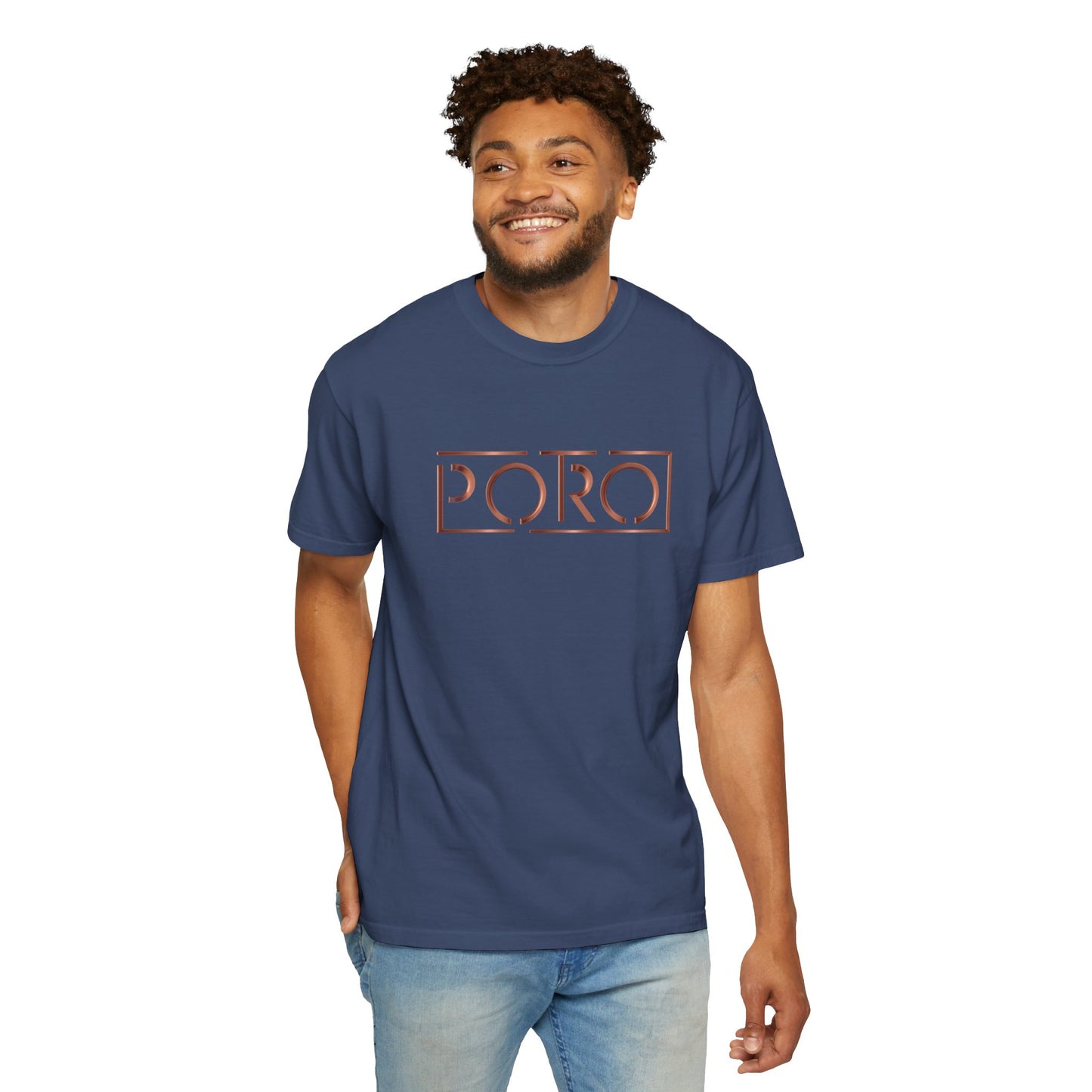 Unisex Garment-Dyed T-shirt with 'PORO' Design - Casual Fashion for Everyday Wear