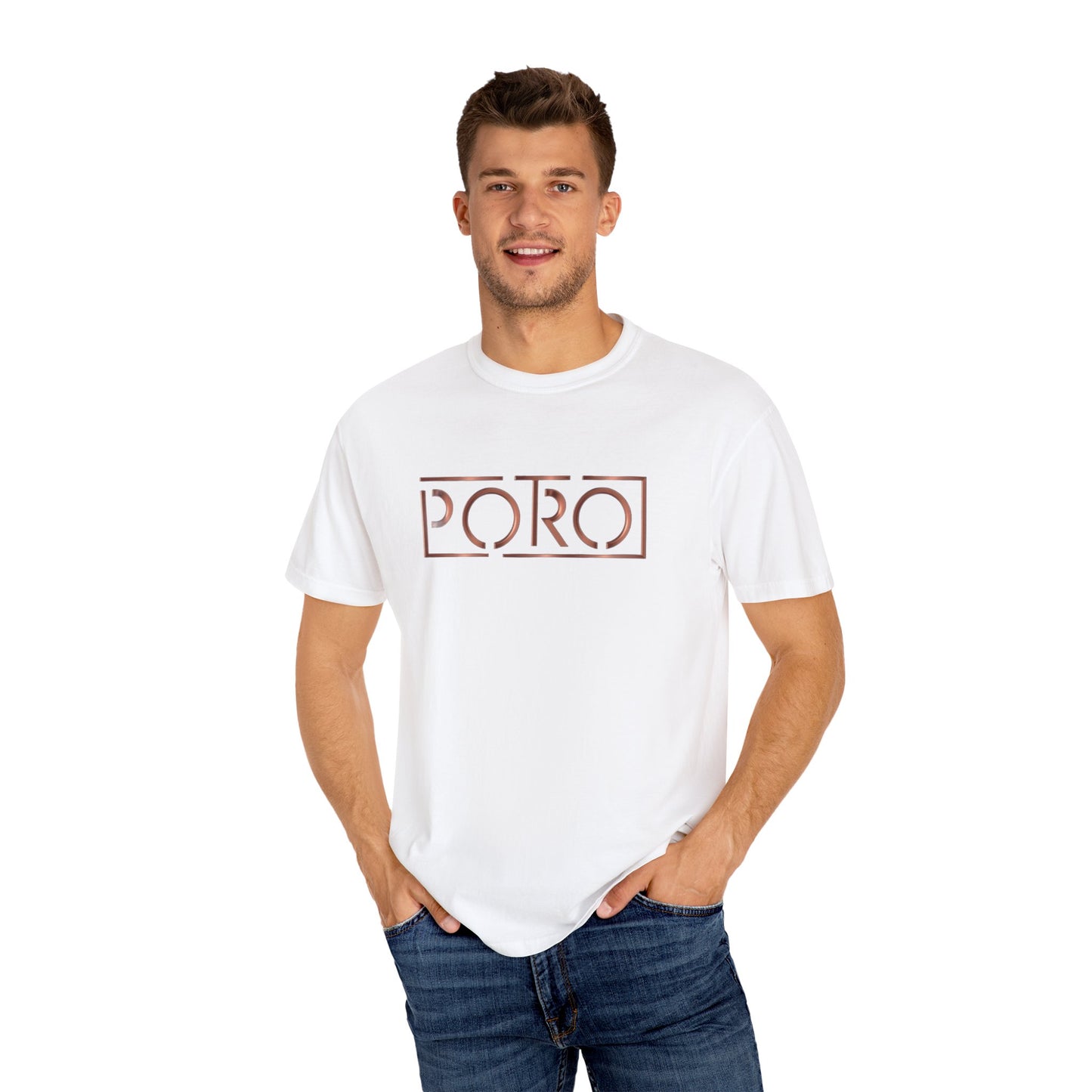 Unisex Garment-Dyed T-shirt with 'PORO' Design - Casual Fashion for Everyday Wear