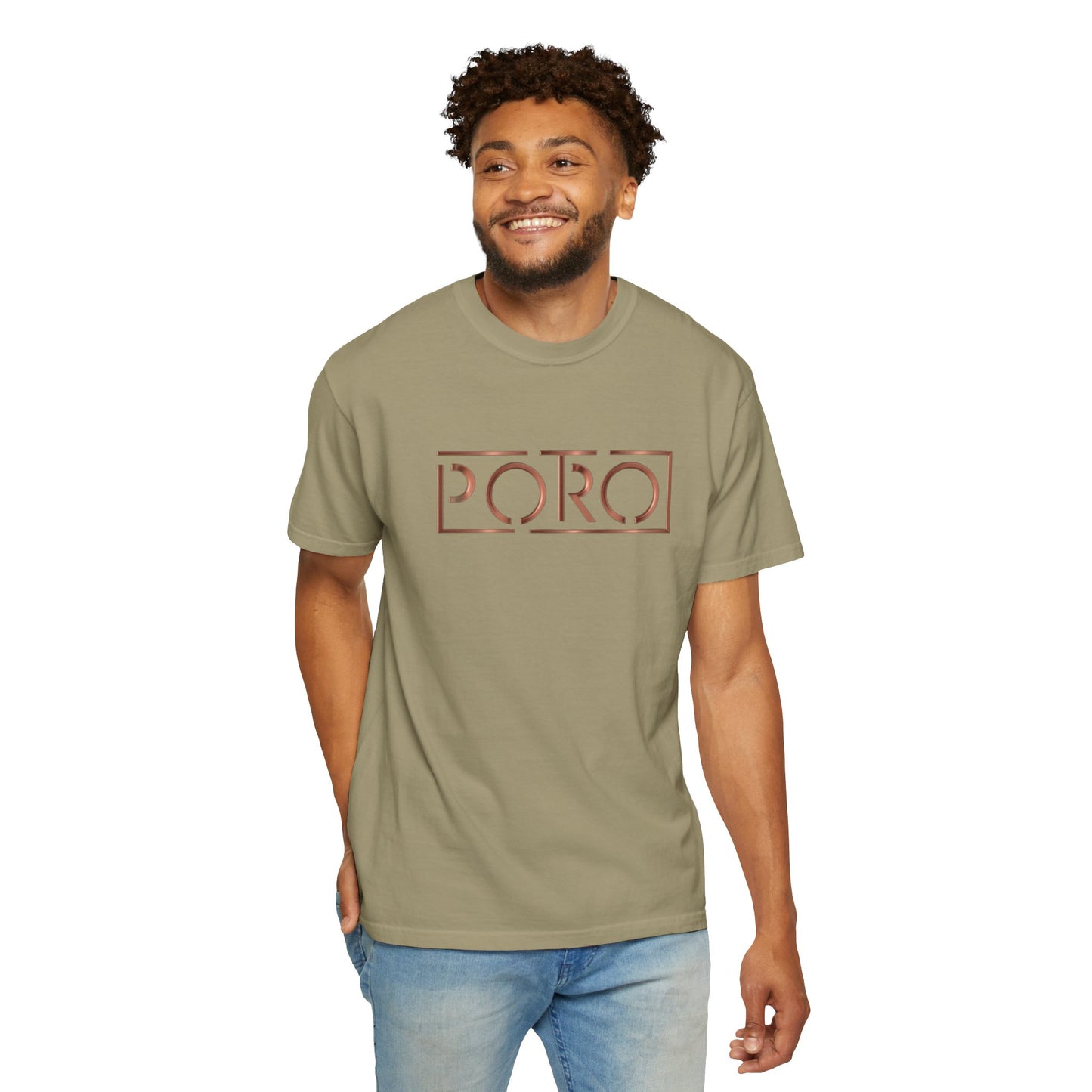 Unisex Garment-Dyed T-shirt with 'PORO' Design - Casual Fashion for Everyday Wear