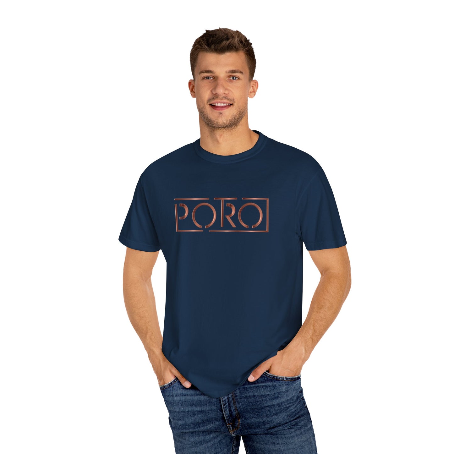 Unisex Garment-Dyed T-shirt with 'PORO' Design - Casual Fashion for Everyday Wear