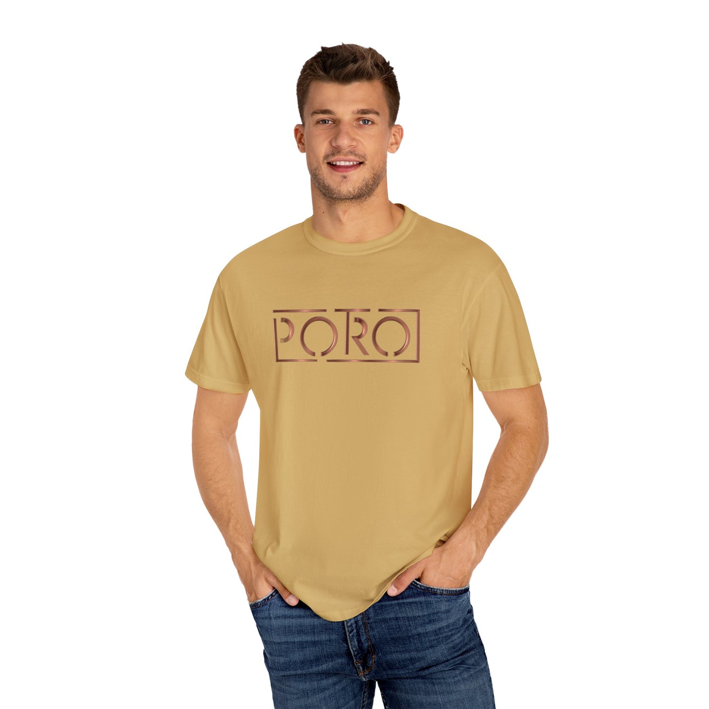 Unisex Garment-Dyed T-shirt with 'PORO' Design - Casual Fashion for Everyday Wear