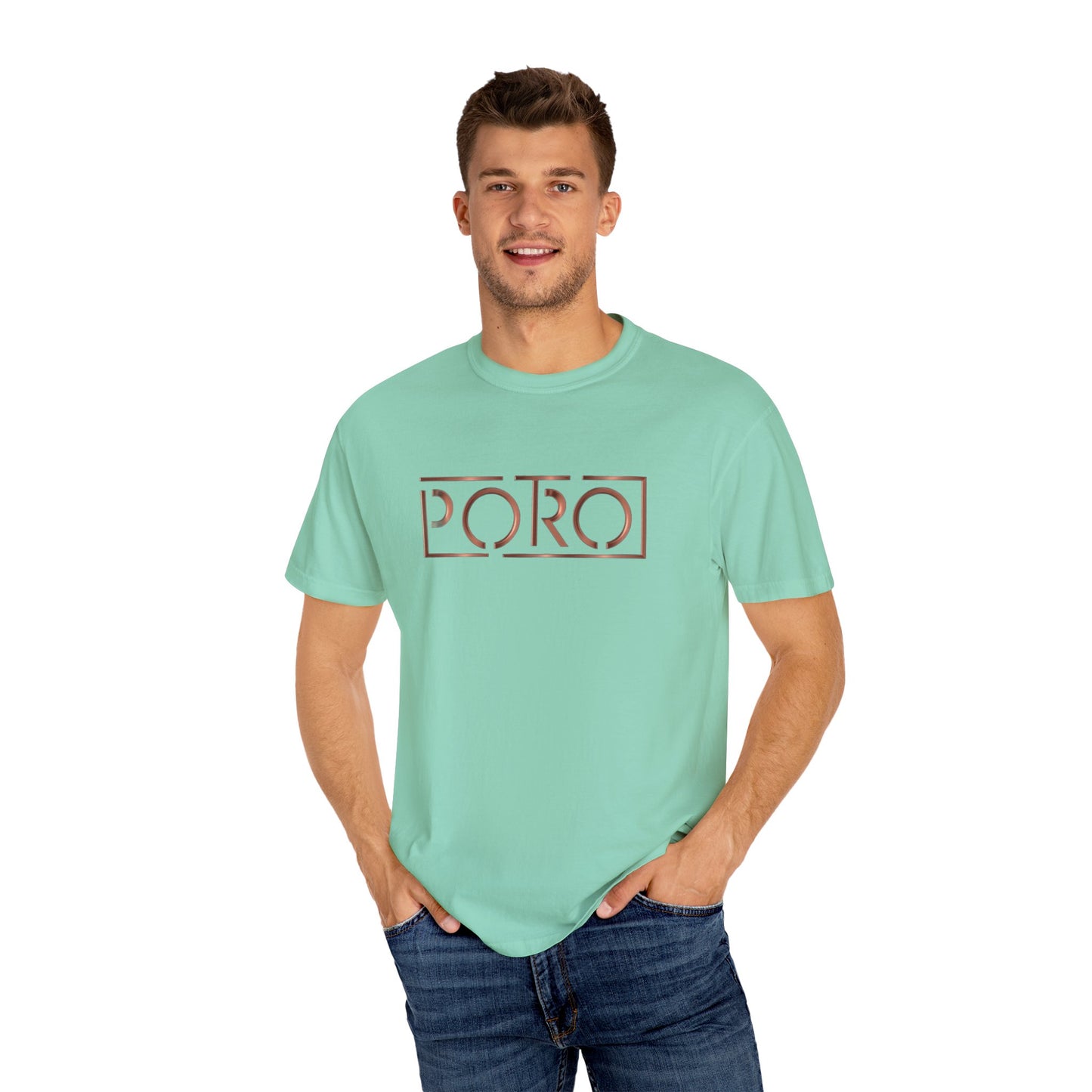 Unisex Garment-Dyed T-shirt with 'PORO' Design - Casual Fashion for Everyday Wear