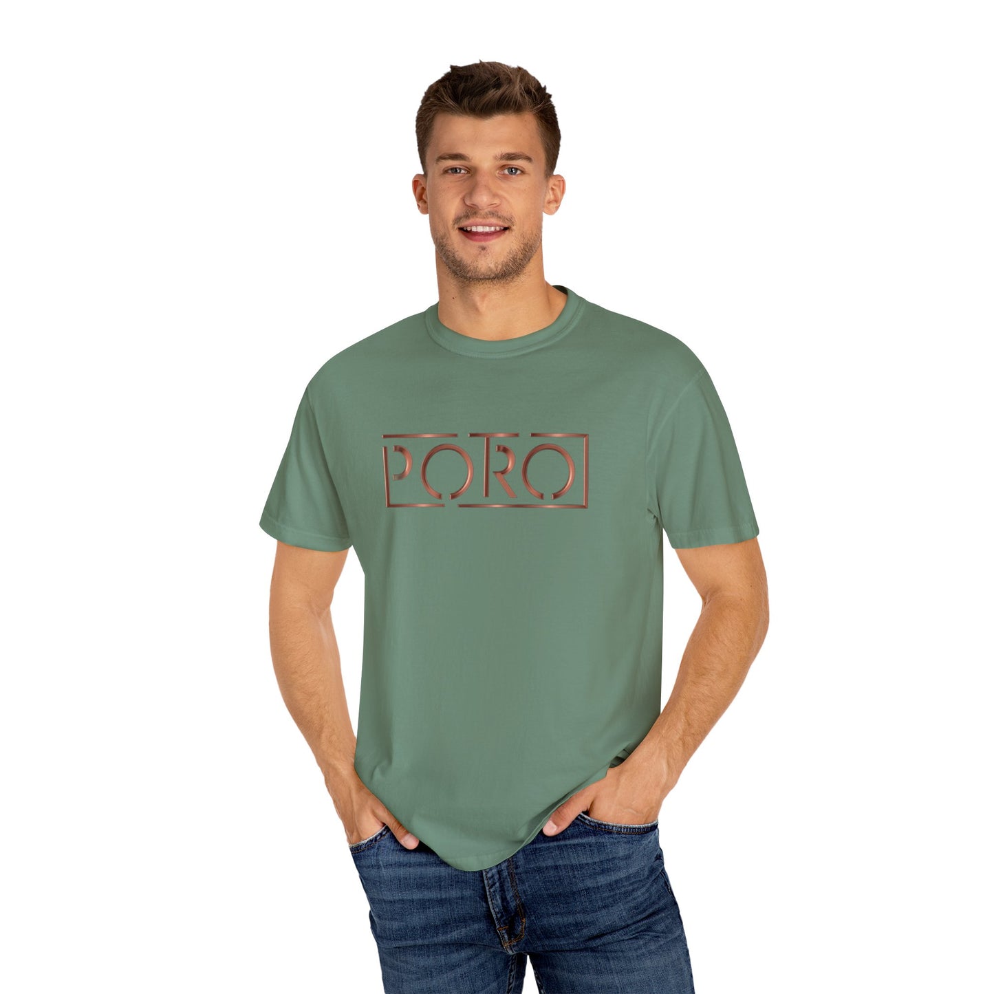 Unisex Garment-Dyed T-shirt with 'PORO' Design - Casual Fashion for Everyday Wear