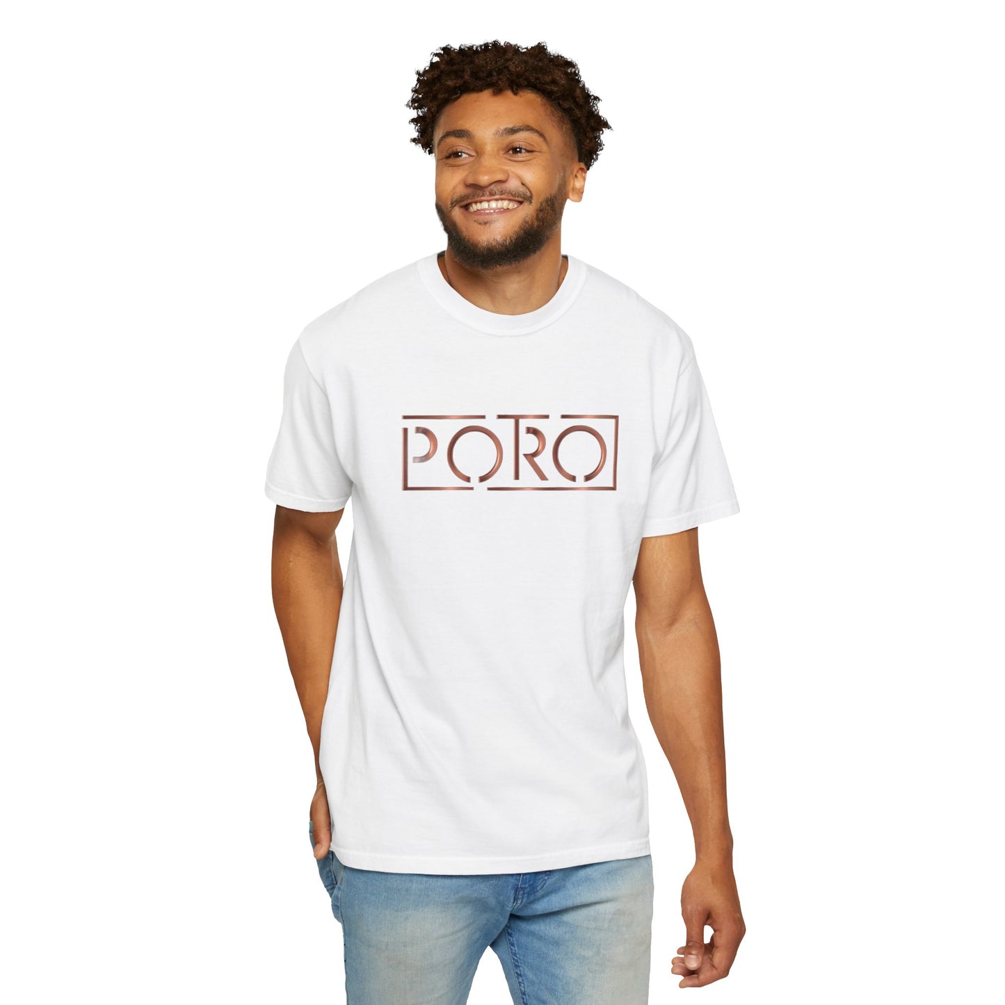 Unisex Garment-Dyed T-shirt with 'PORO' Design - Casual Fashion for Everyday Wear