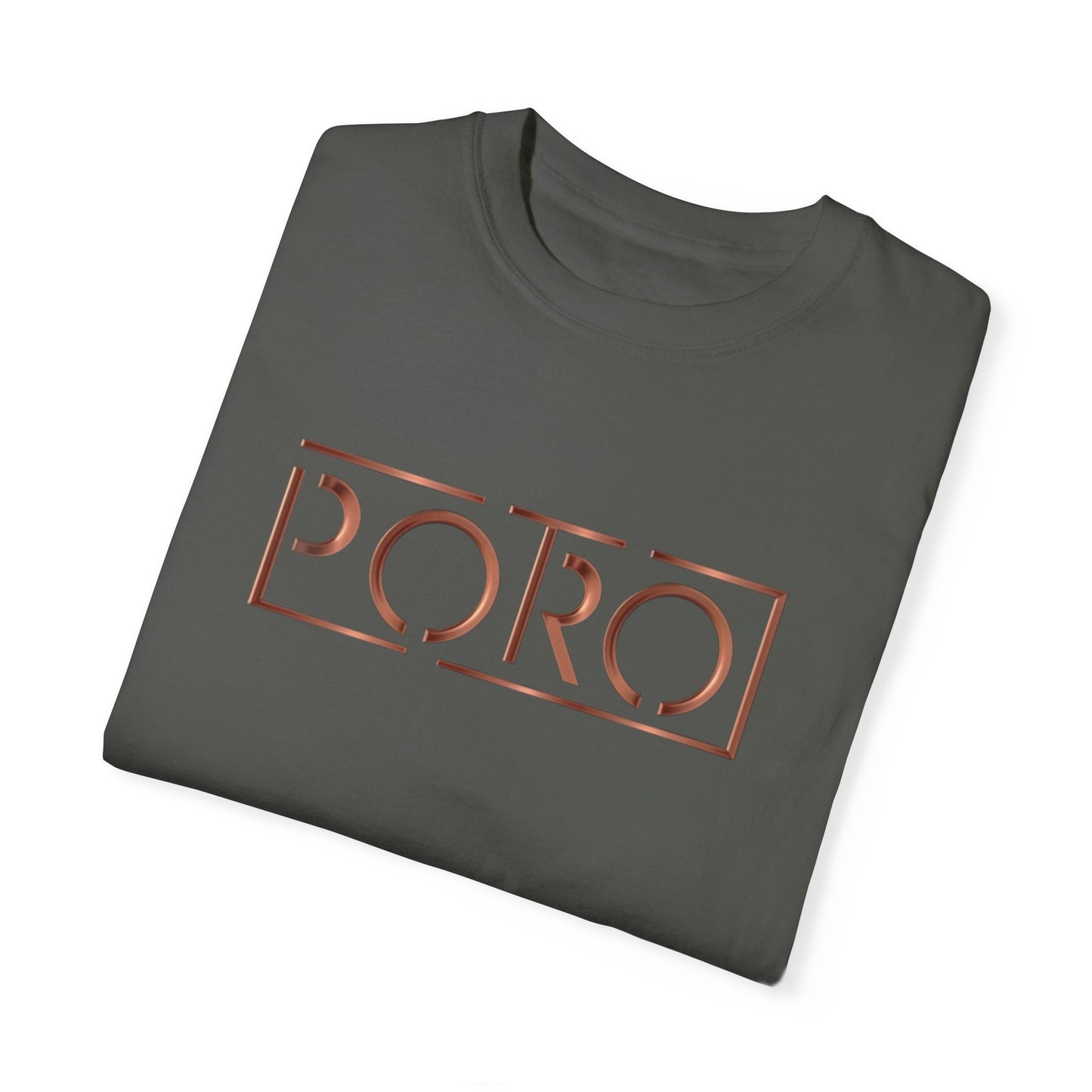 Unisex Garment-Dyed T-shirt with 'PORO' Design - Casual Fashion for Everyday Wear