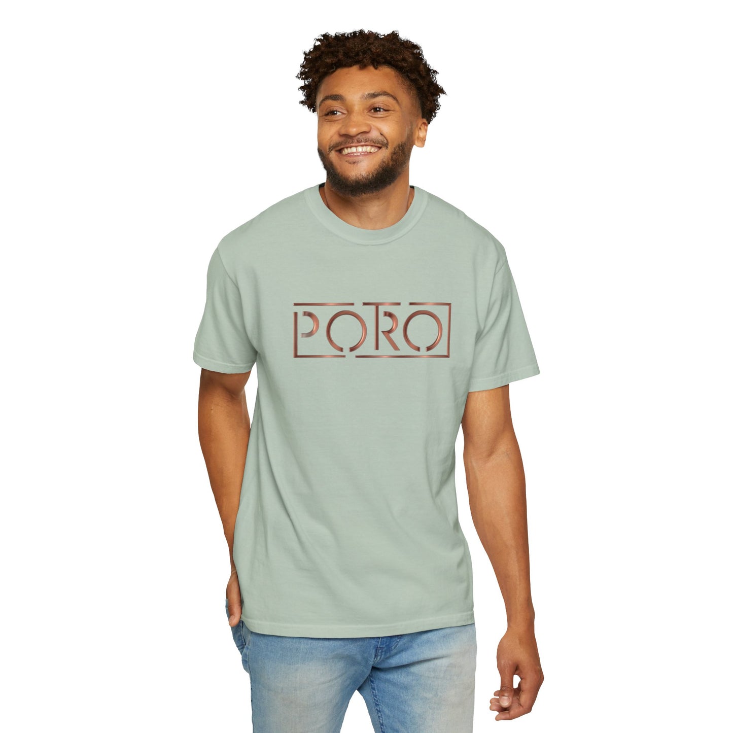 Unisex Garment-Dyed T-shirt with 'PORO' Design - Casual Fashion for Everyday Wear