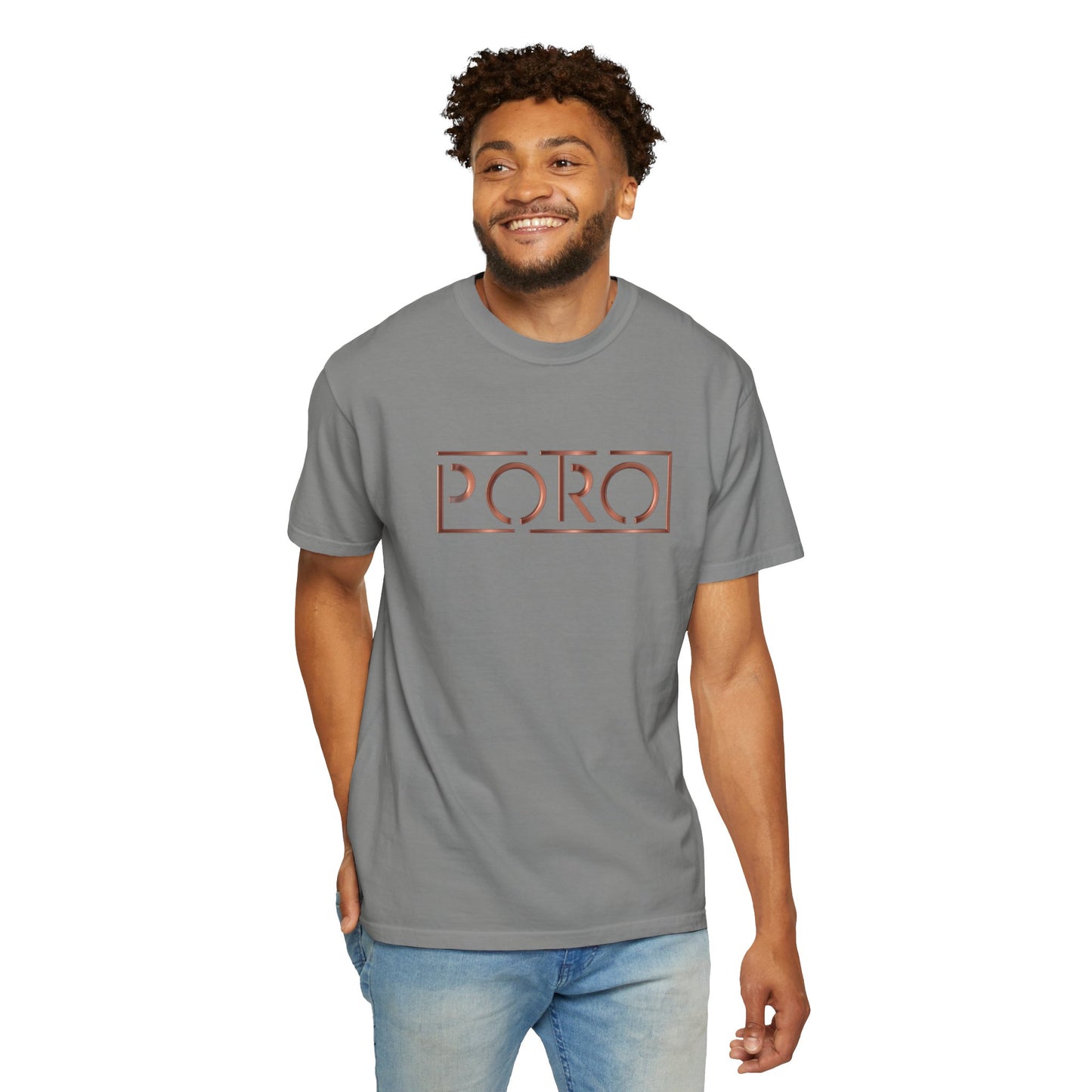 Unisex Garment-Dyed T-shirt with 'PORO' Design - Casual Fashion for Everyday Wear