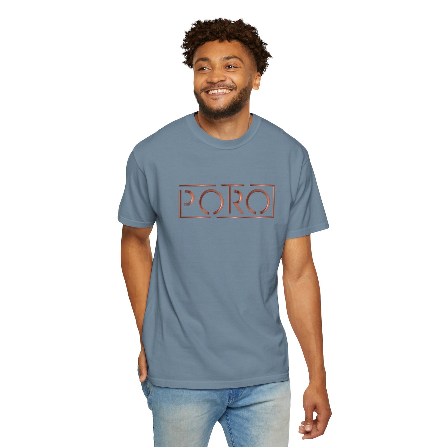 Unisex Garment-Dyed T-shirt with 'PORO' Design - Casual Fashion for Everyday Wear