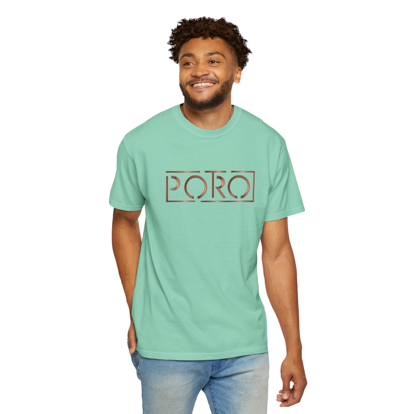 Unisex Garment-Dyed T-shirt with 'PORO' Design - Casual Fashion for Everyday Wear