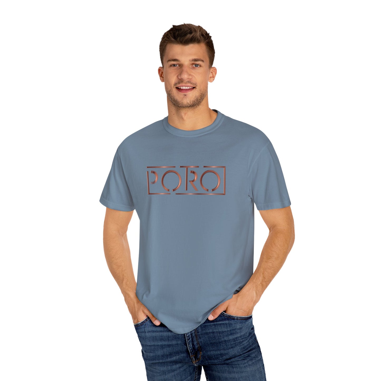 Unisex Garment-Dyed T-shirt with 'PORO' Design - Casual Fashion for Everyday Wear
