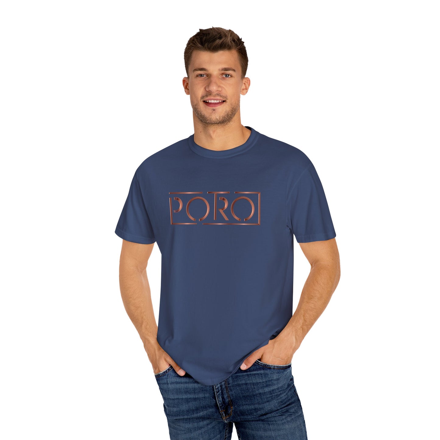 Unisex Garment-Dyed T-shirt with 'PORO' Design - Casual Fashion for Everyday Wear