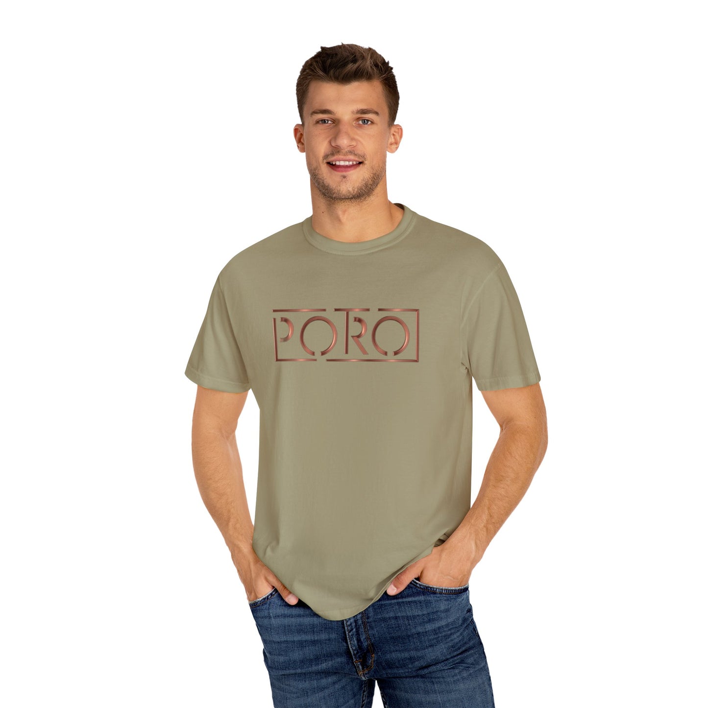 Unisex Garment-Dyed T-shirt with 'PORO' Design - Casual Fashion for Everyday Wear