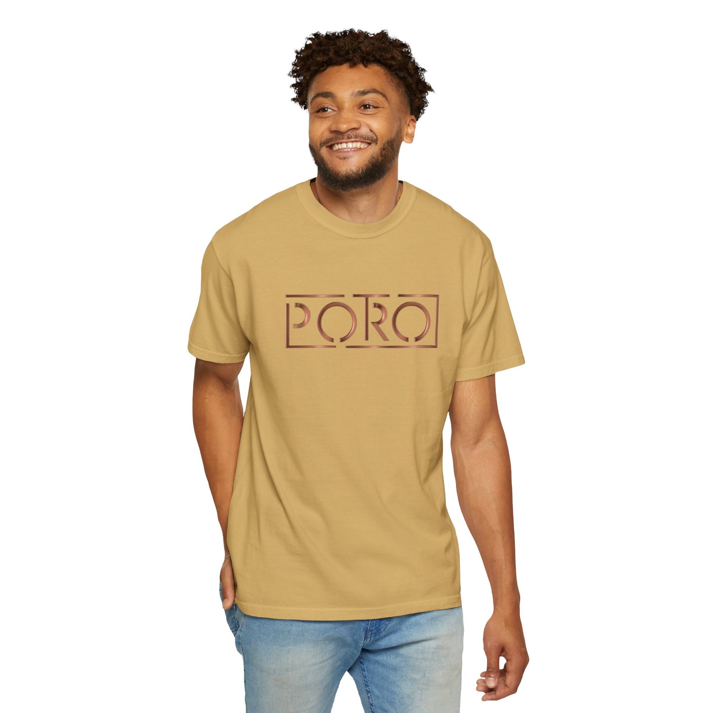 Unisex Garment-Dyed T-shirt with 'PORO' Design - Casual Fashion for Everyday Wear