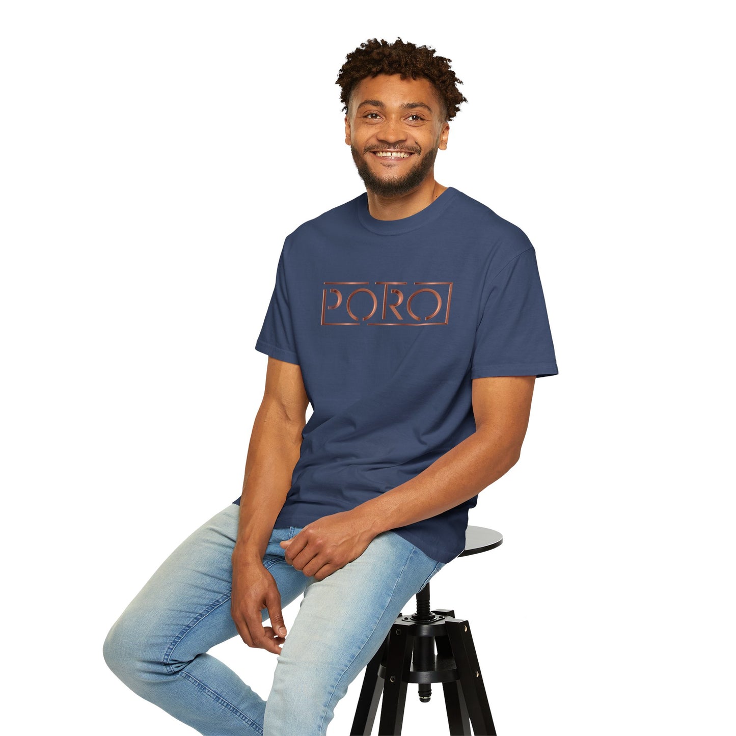 Unisex Garment-Dyed T-shirt with 'PORO' Design - Casual Fashion for Everyday Wear