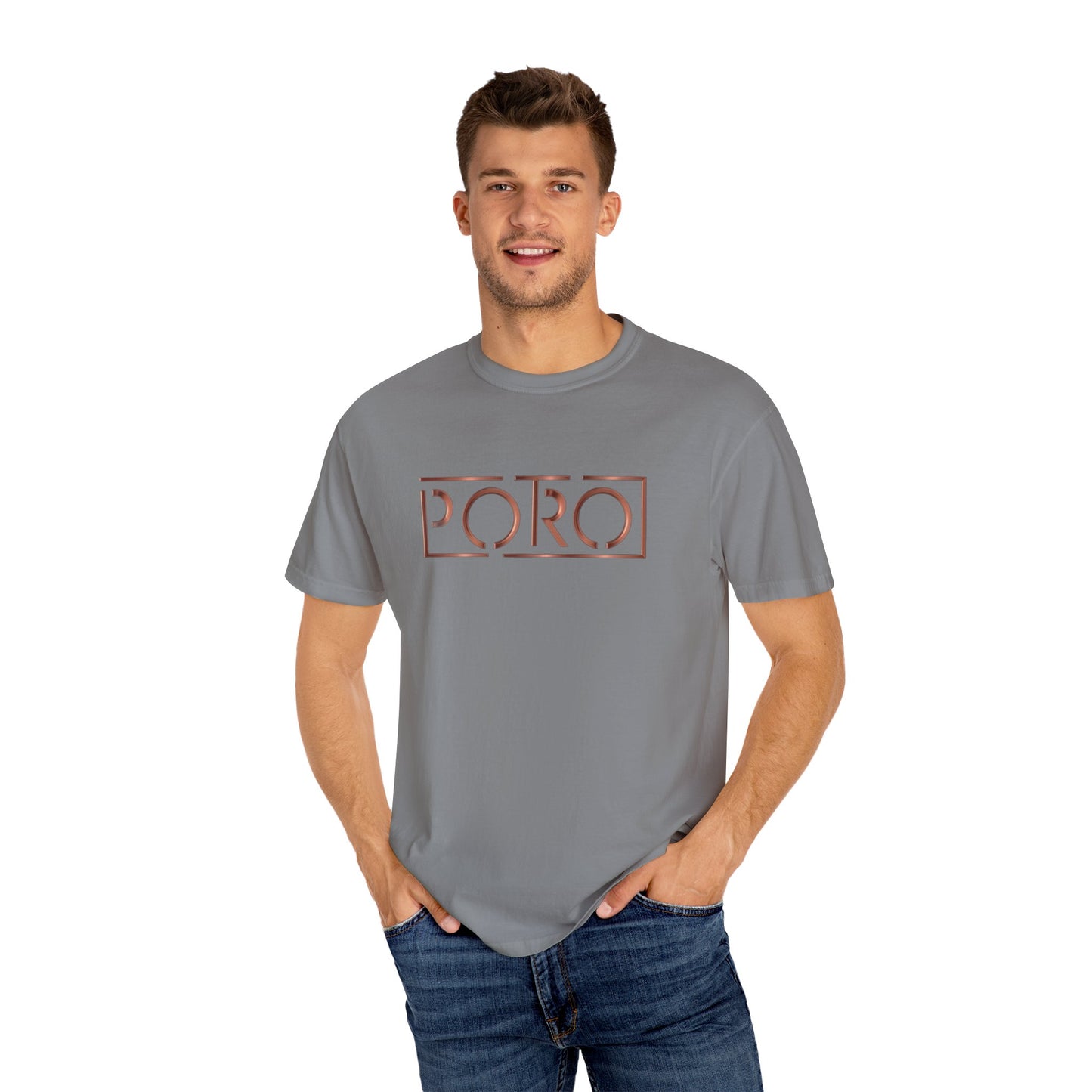 Unisex Garment-Dyed T-shirt with 'PORO' Design - Casual Fashion for Everyday Wear