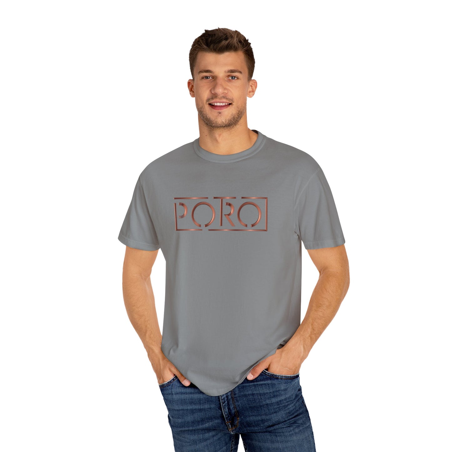 Unisex Garment-Dyed T-shirt with 'PORO' Design - Casual Fashion for Everyday Wear